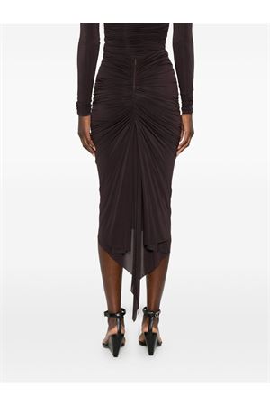 Dark brown asymmetrical draped skirt FRANCESCO MURANO | 429T06500